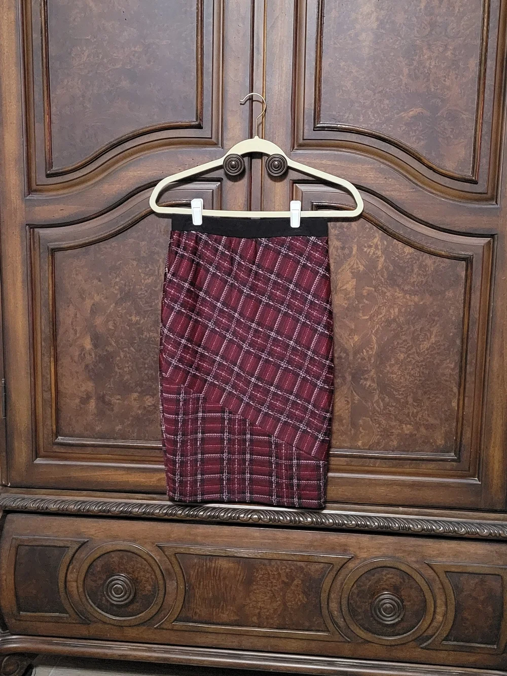 Joe Benbasset Burgundy Plaid Pencil Skirt